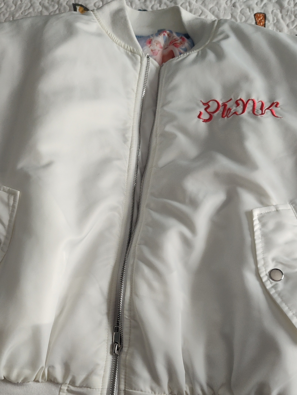 Nikki Minaj Women's Bomber Jacket with Pink Embroidery XL Never Wore